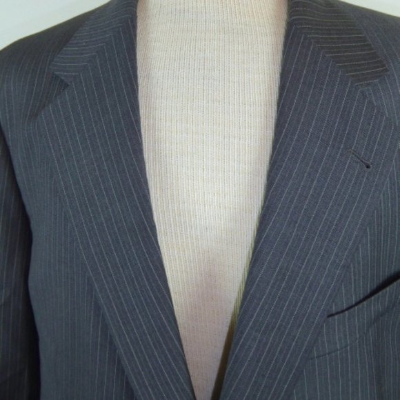 Vintage BURBERRY LONDON blazer 50 regular gray wool pinstripe